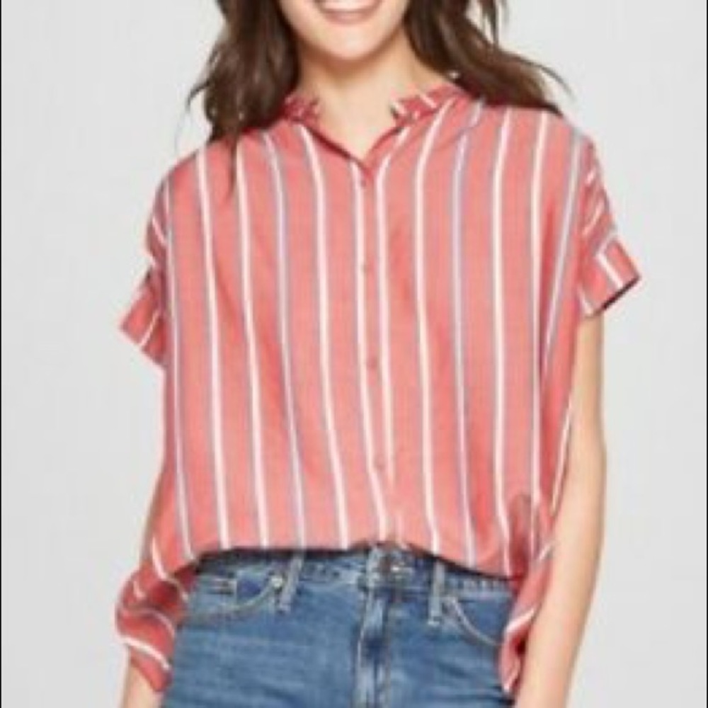 Universal Thread Red Striped Button Down